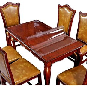 60 x 60 Inches Clear Table Cover Protector Square Vinyl Plastic Tablecloth Cover Wood Wooden Furniture Coffee Dining Table Cloth Protection for 6 Foot Table Glass Desk Top Protective Table Pad Mat PVC