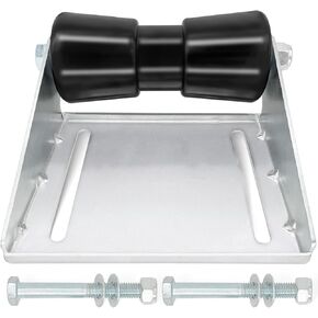 Boat Trailer Roller with Brackets 8" Galvanized Steel and Black Rubber Keel Roller for Boat Trailer