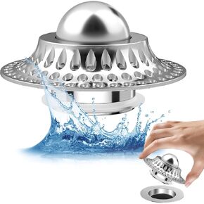 Bathtub Stopper Drain Hair Catcher Replacement 3 in 1 Detachable Pop Up Bathtub Plug with Filter Tub Drain Hair Catcher Anti Clogging Bathroom Strainer Drain Cover for 1.46" to 1.85" Drain Hole