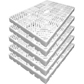 Plastic Pallet, 5pcs 23.6x15.7x2IN White Waterproof Storage Grid Pad, Lightweight Nestable Floor Pallets, HDPE Breathable Grids Article Racks for Garage Supermarket Basement