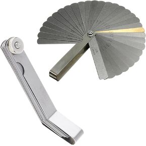 Mayata 2 Pieces Stainless Steel Removable Feeler Gauge Dual Marked Metric and Imperial Gap Measuring Tool (32 Blades Feeler Gauge,16 Blades Feeler Gauge),Silver