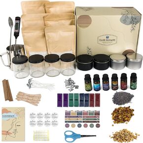 YINUO LIGHT Candle Making Kit - DIY Starter Soy Candle Making Supplies/Kit - Soy Wax, 8 Jars & Tins, 6 Pleasant Scents, Color Dyes & More, Perfect Candle Making Kit for Adults