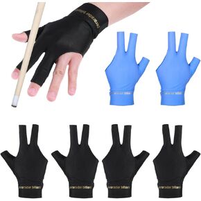Billiard Gloves, 6Pcs Three Finger Pool Glove Left Hand Shooters Snooker Cue Sport Glove Universal Cue Sports Gloves for Women Men Billiard Shooters Carom