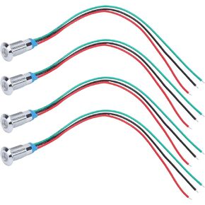 Garosa 4Pcs 8mm Dual Color LED Indicator LED Metal Indicator Light Waterproof Signal Lamp 3‑6V Pre Wired Round LEDs (Red Green)