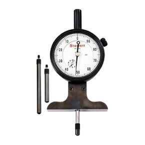 Starrett Dial Depth Gage for Longer Ranges with Three Rounded-End Contact Points and Case - White Face, 0-3" Range, 0-100 Dial Reading, .001" Graduations - 644JZ