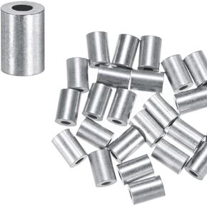 50-Pack Aluminum Crimping Loop Sleeves, 1.2mm 3/64" Round Barrel Wire Rope Sleeves Cable Ferrule for Wire Rope/Cables Crimping Loop Sleeve