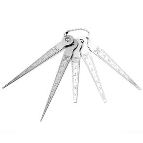 Metric Feeler Gauge 1-10mm Measurement Tool, 5 Blades Stainless Steel Gap Width or Thickness Measuring Tool, 0.1mm Accuracy Taper Gauge for Hole Dia