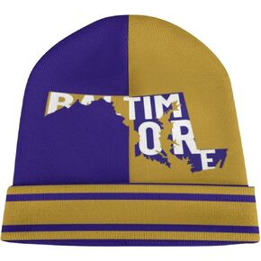 Football City Beanie Hat Winter Knit Cuffed Cap Team Color Fashion Skull Cap Sport Fans Gift for Men Women Youth
