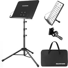 Dual-use Sheet Music Stand & Desktop Book Stand,Height Adjustable from 23.6-59in, Folding Music Stand with Portable Carrying Bag, (Higher Verision)