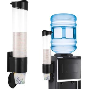 Disposable Paper Cup Dispenser, Wall-Mounted Cup Organizer for Water Coolers, Pull-Type Paper Cup Holder with Adhesive and Screws, Compatible with 5oz-7oz Cups