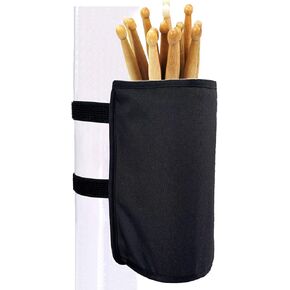 Wanty Drumstick Holder Drum Sticks Nylon Holder High-Capacity Bag with Two Hook & Loop Straps for Drumsticks Mallets Brushes Up to 10 Pairs Drum Set Accessories