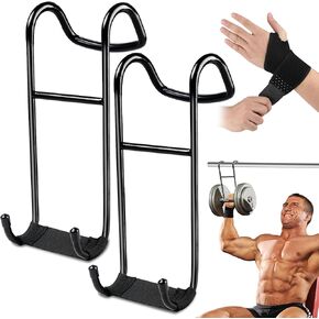 TRINKA 2 Pack Dumbbell Spotter Hooks Hangers with Wrist Straps, Heavy Power Dumbbells Rack Attachments for Dumbbell Bench Press Hold Up 250LB, Chest & Shoulder Workouts