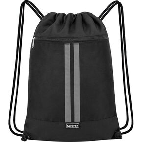 Drawstring Backpack - Drawstring Bags with Front Pocket Foldable String Backpack Sackpack for Gym Sport Excursions - Black