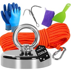 Magnet Fishing kit N52 Neodymium Magnets 700 lb Pull Force Perfect for Magnetic Fish Enthusiasts, Perfect for Retrieving in River and Magnetic Fishing