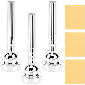 3 Pack Trumpet Mouthpiece, 3C 5C 7C Set Trumpet Mouthpiece with Cleaning Cloth Silver Plated Bb Trompeta Mouthpiece Trumpet Instrument Accessories(Size:3 Pack)