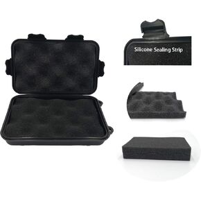 Anti-Pressure Shockproof Container Box Plastic Dry Storage Box with Foam Floating Survivor Dry Case for Outdoors (Black)