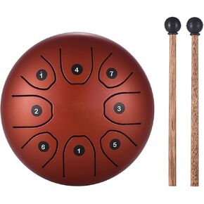 Btuty 5.5 Inch Mini 8-Tone Steel Tongue Drum C Key Percussion Instrument Hand Pan Drum with Drum Mallets Carry Bag