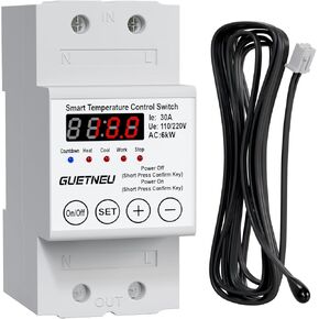 Smart Temperature Controller, 63A 110/220V，LED Display Temperature Control Switch , -40℉to 284℉Adjustable Thermostat Control Heating and Cooling Mode, for Greenhouse, Hatchery, Cultivation