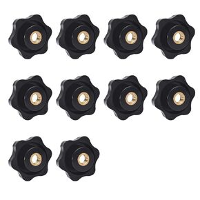 10 PCS 6 Star Knobs M6 Hexagon Threaded Through Hole Knobs 32mm Clamping Handle Tightening Screw Knob Thru Hole Star Knobs Nuts for Fixtures Workbenches Umbrella Base(M6, 10 Pack)