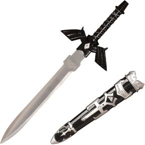 11" Short Link Master Sword Mini Letter Opener Black with Scabbard,for Decoration, Gift, Collection