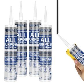 Black Silicone Sealant, All-Purpose 100% Waterproof Silicone Caulk, Adhesive Caulking Silicone for Indoor Outdoor Windows, Aquarium, Bathtub Auto Leak Seaing, 10.1 Oz, 1 Pack (1)