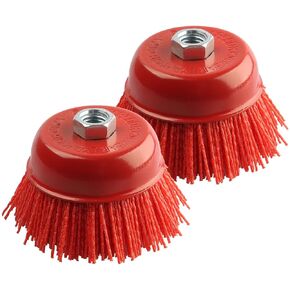 6 Inch Abrasive Nylon Cup Brush for Angle Grinder, ZORUNNA Wire Wheel for Angle Grinder 5/8 Inch-11 Threaded Arbor, Nylon Wire Brush for Drill Ideal for Removing Rust, Corrosion, Paint.