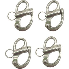 4pcs 2-5/8" Fixed Bail Snap Shackles 316 Stainless Steel for Bracelet Sail Boat Yacht
