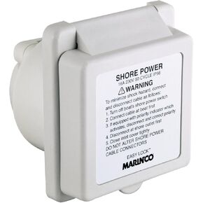Marinco 301EL-BXPK Inlet, 16A 230V, Square, White, With Label
