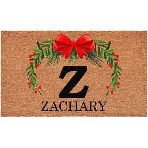 Calloway Mills Personalized Christmas Wreath Doormat, 24"x36" (Letter C)