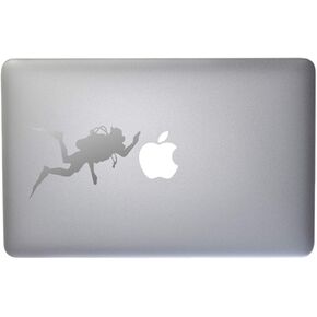 Swimming Scuba Diver Vinyl Decal for Laptop or Other Device 5 Inch (Silver)