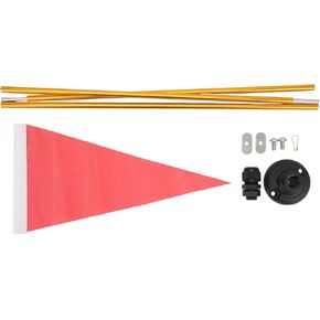 Aluminum Canoe Flag Kit, Aluminum Pole & Bright Nylon Flag for Enhanced Boat Visibility & Safety