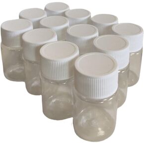 12Pcs Transparent Plastic Bottles Wide Mouth Bottles Reusable Round Bottles with Sealed Caps,15ml