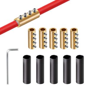 6AWG Gauge Wire Connector Nut Kit, 80A Quick Wiring Connection Terminal, Splicing Quick Wiring Connection Terminal, Circuit Connector Wire Connector with Screws and waterproof Heat Shrink Tube