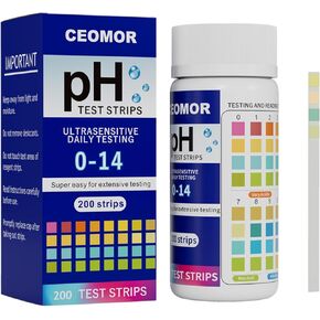 PH Test Strips 0-14, 200 Strips Universal Litmus Papers PH Test Strips for Urine & Saliva & Water & Food, Quickly Test Alkalinity and Acidity Levels, Get Highly Accurate Results in Seconds