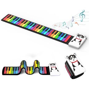Electronic Digital Music Piano,MARVTOWN 49 Key Roll Up Keyboard Piano,Rechargeable foldable Piano keyboard，Mini Keyboard piano with 8 Tones, 6 Educational Demo Songs, for Beginners Gift