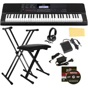 Casio CT-X700 Portable Keyboard Bundle with Stand, Bench, Headphones, Sustain Pedal, Power Supply, Instructional DVD, and Austin Bazaar Polishing Cloth