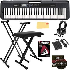 Casio CT-S300 Keyboard Bundle with Adjustable Stand, Bench, Headphones, Sustain Pedal, Piano Book, Instructional DVD, and Austin Bazaar Polishing Cloth