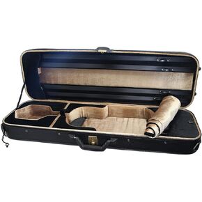 Sky PTVNCW01 Premium 4/4 Full Size Oblong Violin Case, Solid Wood Imitation Leather, Black/Khaki