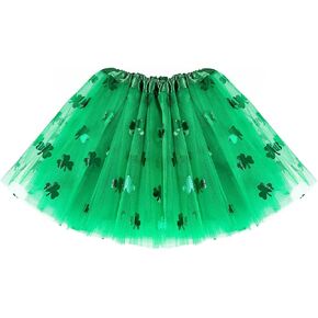 EVILD Girls Clover St Patricks Day Tutu Skirt Green Princess Tulle Skirts Fairy Toddler Costume for Kids