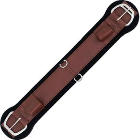 Jeereal Western Equine Cinch，Anti-Slip Neoprene Saddle Cinch Girth with Stainless Steel Roller Buckle - Genuine Leather and High-Strength Webbing Stitched