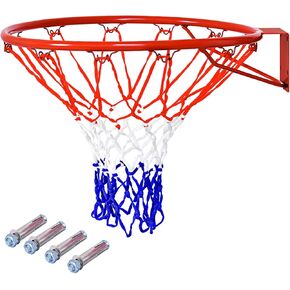 GYMAX Basketball Rim, 18'' Heavy Duty Wall Mounted Basketball Rim Indoor Outdoor Hanging Basketball Goal for Kids Adult