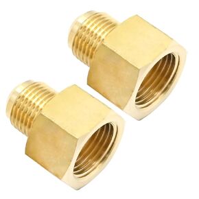 2 Pcs 3/8 SAE Male 1/2 SAE Female Brass Flare Tube Fitting, Pipe Fitting Reducer Gas Adapter Hex Coupling with Tape, Plumbing HVAC Fuel Oil Air Natural Gas Line Pipe Fitting