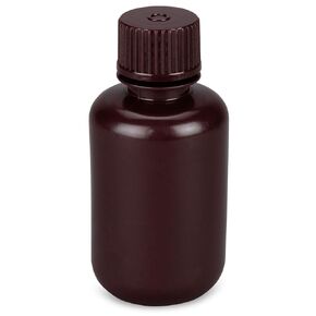 Globe Scientific, Diamond Essentials Bottle, Narrow Mouth, Boston Round, Amber HDPE with Amber PP Closure, 60mL, Bulk Packed with Bottles and Caps Bagged Separately, 1000/Case, 7560060AMBKS