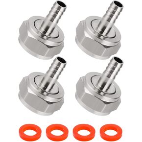 Keg Coupler Barb Connector 5/16'' Beer Barb G5/8 Thread Hex Nut Beer Keg Coupler Fitting with Sealing Gasket Washer Chrome-Plated Brass Beer Line Connector (4 Pack)