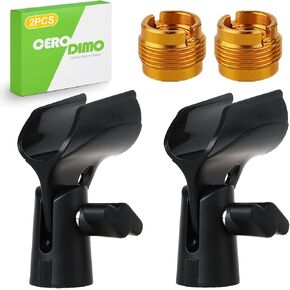 2 Pcs Universal Adjustable Microphone Clip Set, Mic Holder with 5/8" to 3/8" Screw Adapter for Stand, Suitable Mic Clips for Stands