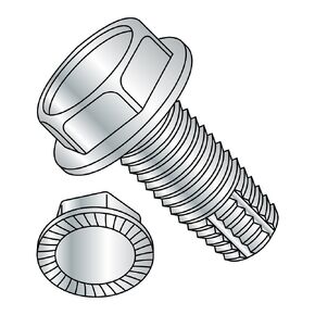 Small Parts 1212FWS Steel Thread Cutting Screw, Zinc Plated Finish, Serrated Hex Washer Head, Type F, #12-24 Thread Size, 3/4" Length (Pack of 50)