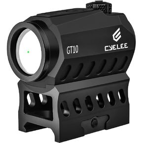 Cyelee GT10 Mini Green (Not Red) Dot Sight 1x20mm 3 MOA Shake Awake Rifle Scope with Absolute Co Witness Riser