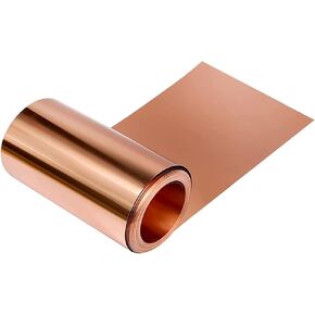Pure Copper Foil Sheet Thin Cu Metal Foil Roll 99.99% Copper, 0.3mm x 200mm x 200mm, 0.012 x 8 x 8, 1Pcs