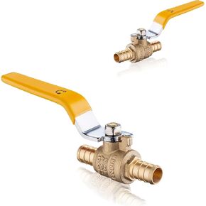 (Pack of 2) Seelink 1/2 Inch PEX x 1/2 Inch PEX Ball Valve, Brass Shut Off Valve for Pex Pipe Connection, ASTM F1807, Yellow