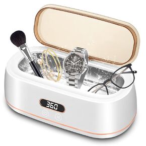 Ultrasonic Jewelry Cleaner Machine 48Hz - Portable Retainer & Earring Cleaner with Stainless Steel Tank for Jewelry, Watches, Glasses, Rings & Dentures